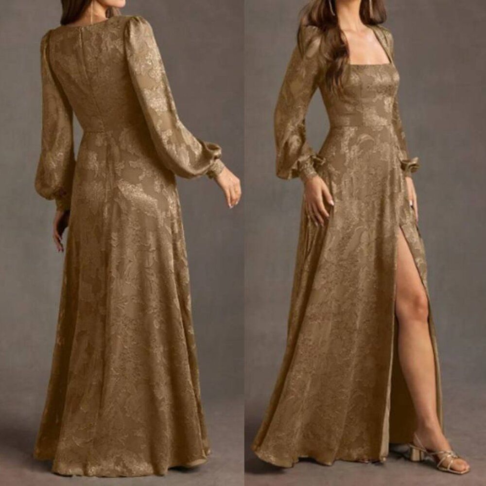 Women's Formal Maxi Dress Floral Burnout Evening Savanah Party Mocha Size 6 $149